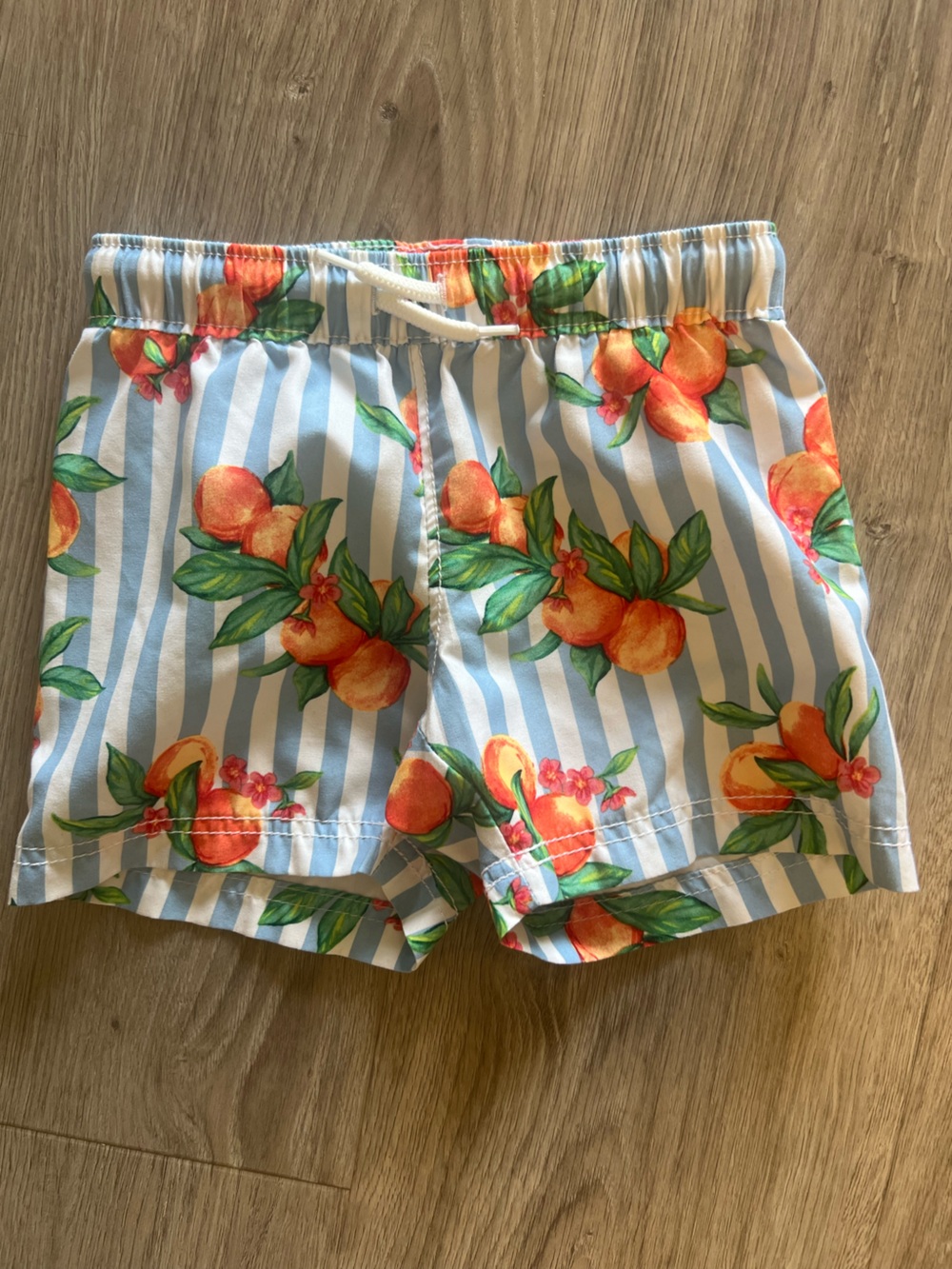 Old Navy Light Blue and Orange Peach Print Swim Shorts